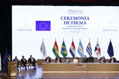 La ceremonia de la firma del acuerdo de libre comercio entre la Unión Europea (UE) y los países del Mercosur.