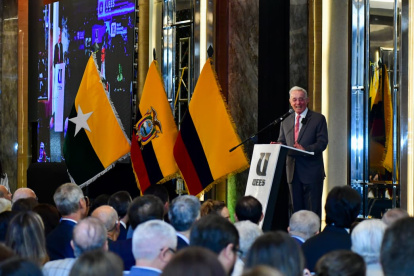 El expresidente de Colombia, Álvaro Uribe, dictó una conferencia sobre liderazgo en la Universidad Espíritu Santo, el 22 de enero de 2026.