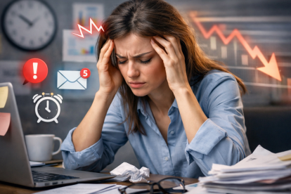 El estrés crónico puede afectar la concentración, el descanso y la salud emocional en la vida diaria.