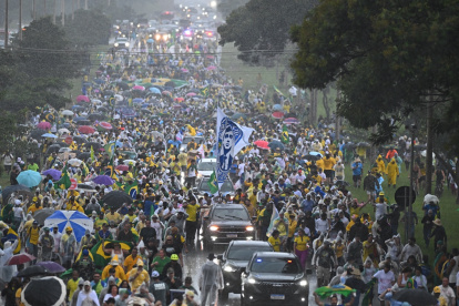 Personas participaron en una manifestación por la amnistía para el expresidente de Brasil, Jair Bolsonaro, este domingo 25 de enero en Brasilia.