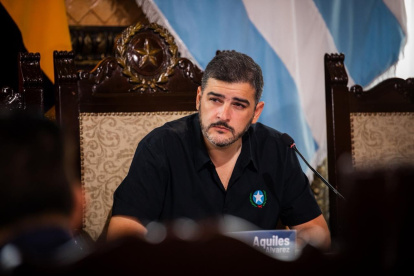 El alcalde de Guayaquil, Aquiles Álvarez, durante una sesión del Concejo Cantonal este jueves 29 de enero.
