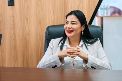 La presidenta de la Asociación de Municipalidades Ecuatorianas (AME) y alcaldesa de Muisne, Yuri Colorado.