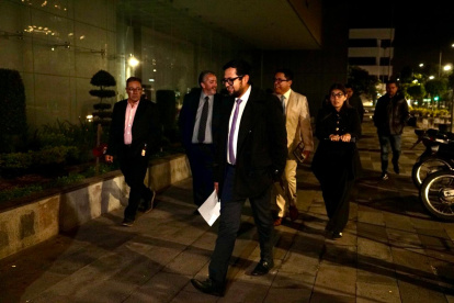 Abogados tras receso en audiencia por Caso Goleada.