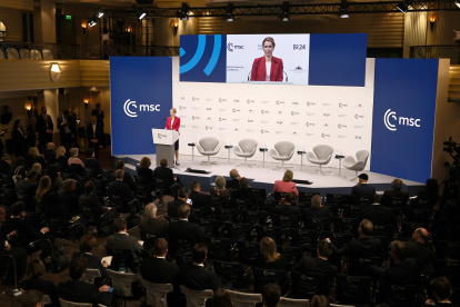 La Alta Representante Europea para Política Exterior y de Seguridad, Kaja Kallas, interviene durante la 62.ª Conferencia de Seguridad de Múnich.