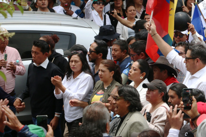 La prefecta de Pichincha, Paola Pabón, encabezo la marcha el pasado 3 de marzo de 2026.