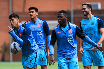Jugadores de la Selección de Ecuador durante un entrenamiento.