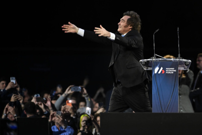 El presidente argentino, Javier Milei, participa este sábado 14 de marzo de 2026, en el Madrid Economic Forum en Madrid.