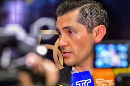 Xavier Rosero, presidente de la Federación Ecuatoriana de Exportadores, en diálogo con la prensa en Guayaquil.