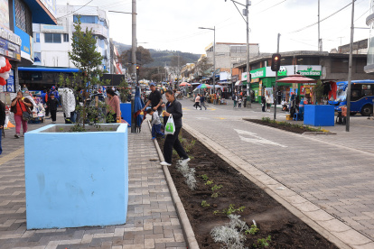 Jardineras, ventas ambulantes y basura marcan el panorama del Sendero Seguro en Cotocollao.