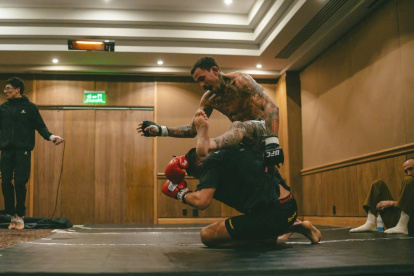 El ecuatoriano en una de las últimas prácticas en la sede del UFC México.