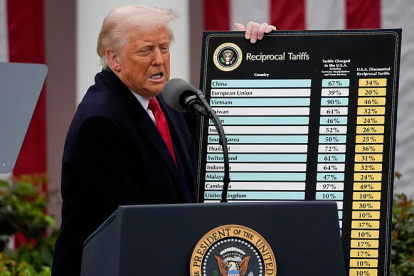 El presidente de EEUU, Donald Trump, durante el bautizado como 'Día de la Liberación', en el que anunció aranceles globales.