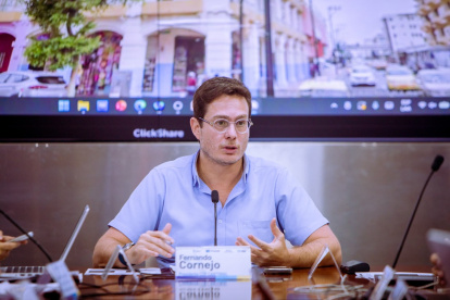 Fernando Cornejo durante una sesión del Comité de Operaciones de Emergencia (COE) cantonal de Guayaquil, el 11 de febrero del 2026.