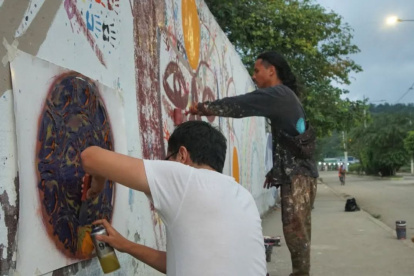 Mural pintado en la edición 2025 de la residencia.