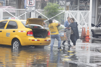 Los exteriores del mercado de Sauces 9, en la avenida Antonio Parra Velasco, estuvieron inundados.