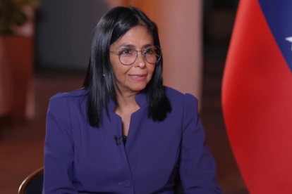 Captura de video cedida por NBC News muestra a la presidenta encargada de Venezuela, Delcy Rodríguez, durante un acto en Caracas.