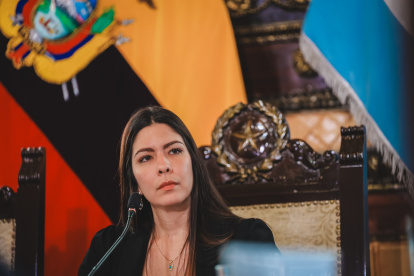 La alcaldesa subrogante de Guayaquil, Tatiana Coronel, durante la sesión de Concejo Cantonal celebrada este jueves 26 de marzo.