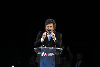 El presidente argentino, Javier Milei, participa este sábado en el Madrid Economic Forum en Madrid.