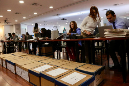 La audiencia del caso Triple A se realizó en Quito, mientras que Aquiles Álvarez y su defensa se conectaron desde la Unidad Judicial de La Libertad, en Santa Elena.