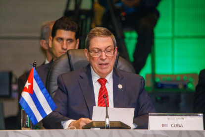 Bruno Rodríguez Parrilla durante su intervención en la Cumbre de la CELAC Colombia 2026.