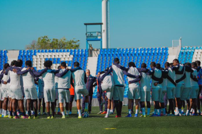 Los jugadores de la Selección de Ecuador previo al entrenamiento.