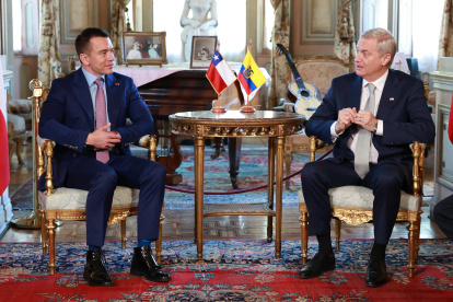 El presidente Daniel Noboa y su homólogo electo en Chile, José Antonio Kast, en una reunión este 10 de marzo de 2026.