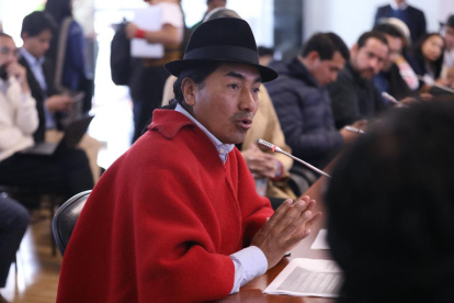 Leonidas Iza habló en su posesión como presidente de la Ecuarunari y rechazó la expansión minera.