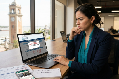 Contribuyente realiza trámites en línea para la declaración y pago de la patente municipal en Guayaquil.