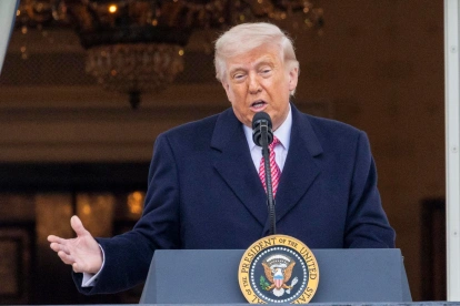 Referencial. El presidente de EE. UU. durante un discurso oficial en medio de la escalada militar contra Irán.