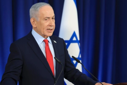 El primer ministro israelí Benjamin Netanyahu ofrece una rueda de prensa en Jerusalén en medio del conflicto con Irán.