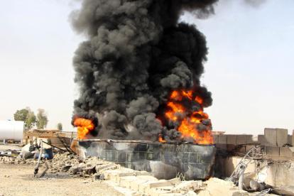 Un ataque aéreo pakistaní cerca del aeropuerto de Kandahar, en Kandahar, Afganistán, el 13 de marzo de 2026.