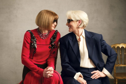 Anna Wintour y Meryl Streep en la sesión de fotos para Vogue.