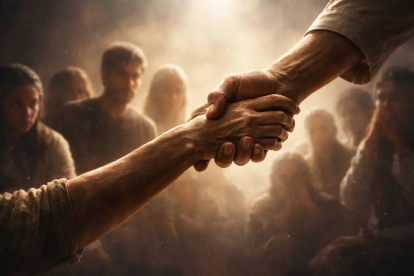 Un gesto de apoyo y reconciliación simboliza la importancia de la compasión y el perdón frente al juicio hacia los demás.