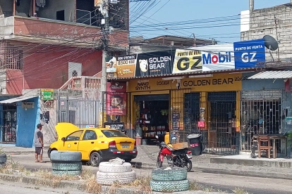 Algunos de los negocios que hay en la calle Mercedes Arzube de Roca, sur de Guayaquil, que han sufrido por apagones.
