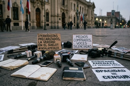 Foto simbólica para graficar precariedad laboral y riesgos que vive la prensa en Ecuador.