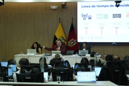 Sesión. El alcalde Pabel Muñoz defendió la operación del Metro de Quito, el martes en el Concejo Metropolitano. El gerente (i) dio detalles de las fallas que provocaron la suspensión.