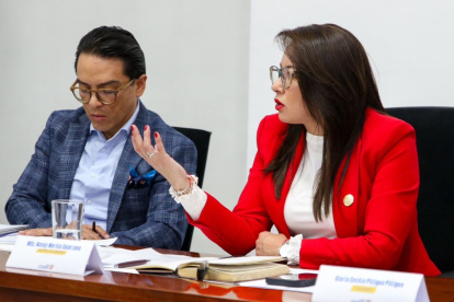 La ministra de Gobierno Nataly Morillo se refirió a la situación en el Prefectura del Guayas este 23 de abril de 2026.