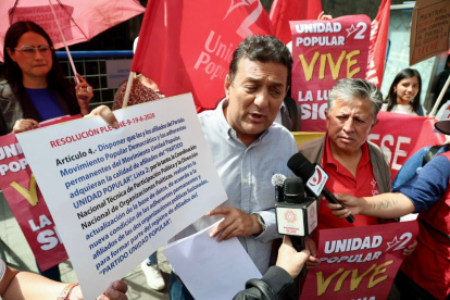 Geovanni Atarihuana, representante legal de Unidad Popular, anunció las siguientes acciones ras la cancelación.