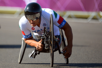 Alex Zanardi durante una de sus últimas competencias en Juegos Paralímpicos.