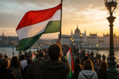 Ciudadanos húngaros se movilizan en un contexto de cambio político tras el desgaste del gobierno de Orbán.