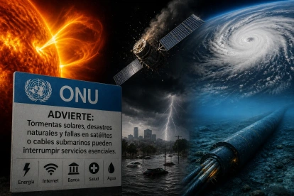Una representación elaborada con IA sobre la advertencia de una falla de la tecnología a nivel global.