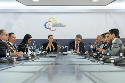 Mercedes Caicedo, presidenta de la Judicatura, y Marco Rodríguez, de la Corte Nacional.