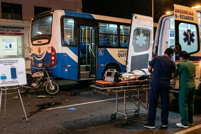 Imagen para simbolizar heridos en siniestro de tránsito llegando al área de emergencias de hospitales en Ecuador, con  con Google Gemini.
