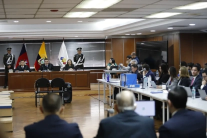 Lenín Moreno asistió este 11 de mayo de 2026 al inicio del juicio del caso Sinohydro en la Corte Nacional de Justicia, en Quito.