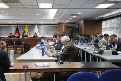 Audiencia del caso Sinohydro durante el juicio por presunto cohecho relacionado con el proyecto hidroeléctrico Coca Codo Sinclair.