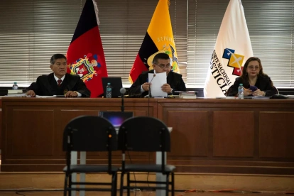 Audiencia del caso Sinohydro en la Corte Nacional de Justicia, donde la Fiscalía presentó nuevas pericias de audio y video dentro del proceso por presunto cohecho relacionado con Coca Codo Sinclair.