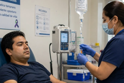 Paciente recibe tratamiento intravenoso en un centro especializado, mientras especialista advierte sobre el diagnóstico tardío de la Mucopolisacaridosis.