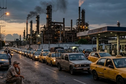 Mientras las chimeneas de las refinerías operan a media marcha al fondo, los ciudadanos enfrentan filas kilométricas para obtener combustible importado a precios internacionales.