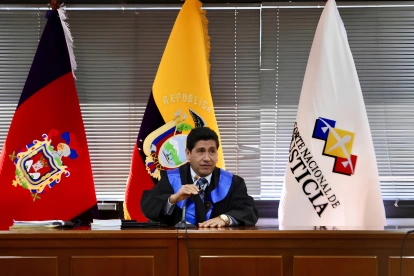 Juez de la Corte Nacional de Justicia durante la audiencia, en medio de la suspensión del juicio Sinohydro por cruce con el caso Progen.