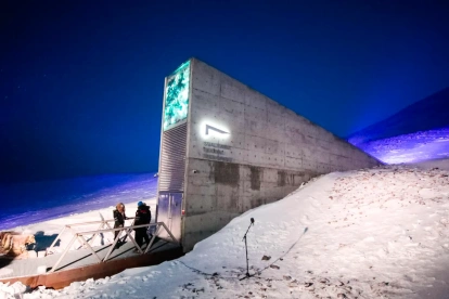 Representantes de numerosos países y universidades a su llegada con nuevas semillas al Depósito Mundial de Semillas de Svalbard (SGSV), en Spitsbergen (Noruega).