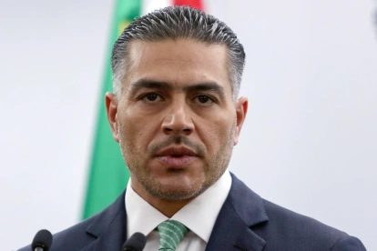 El secretario de Seguridad y Protección Ciudadana, Omar García Harfuch, habla en una rueda de prensa en Ciudad de México (México).